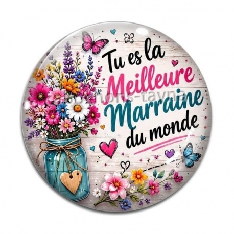Cabochon Verre - tu es la meilleure marraine du monde