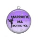 Pendentif Cabochon Argent - marraine ma bonne fée