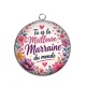 Pendentif Cabochon Argent - tu es la meilleure marraine du monde