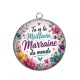 Pendentif Cabochon Argent - tu es la meilleure marraine du monde