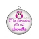 Pendentif Cabochon Argent - ma marraine elle est chouette