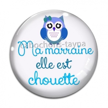 Cabochon Verre - ma marraine elle est chouette