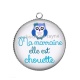 Pendentif Cabochon Argent - ma marraine elle est chouette