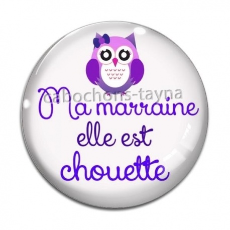 Cabochon Verre - ma marraine elle est chouette