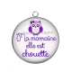 Pendentif Cabochon Argent - ma marraine elle est chouette