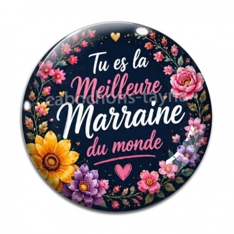 Cabochon Verre - tu es la meilleure marraine du monde