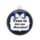Pendentif Cabochon Argent - veux tu être ma marraine