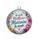 Pendentif Cabochon Argent - tu es la meilleure marraine du monde