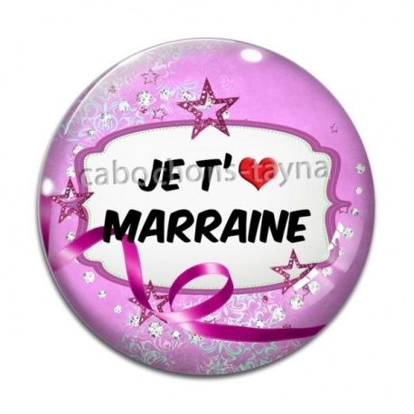 Cabochon Verre - je t'aime marraine