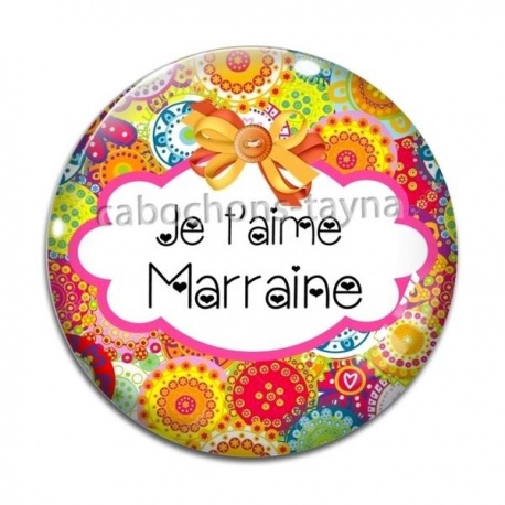 Cabochon Verre - je t'aime marraine
