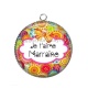 Pendentif Cabochon Argent - je t'aime marraine