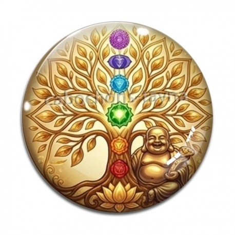 Cabochon Verre - arbre de vie bouddha