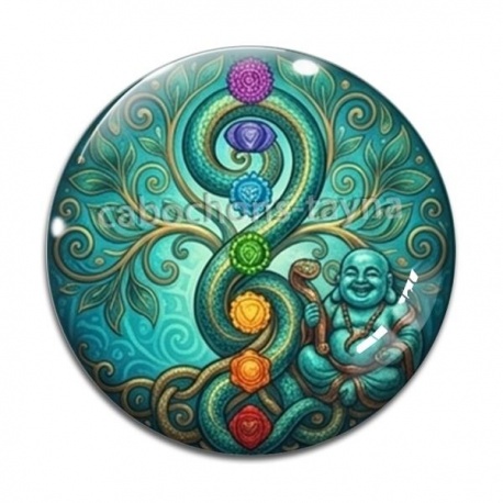 Cabochon Verre - arbre de vie bouddha