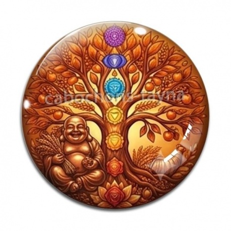 Cabochon Verre - arbre de vie bouddha