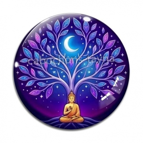 Cabochon Verre - arbre de vie bouddha