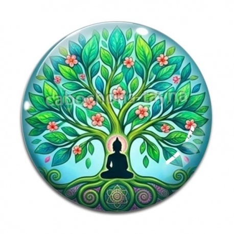 Cabochon Verre - arbre de vie bouddha