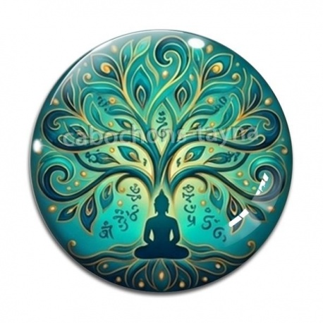 Cabochon Verre - arbre de vie bouddha