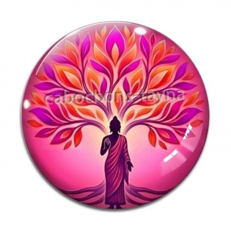 Cabochon Verre - arbre de vie bouddha