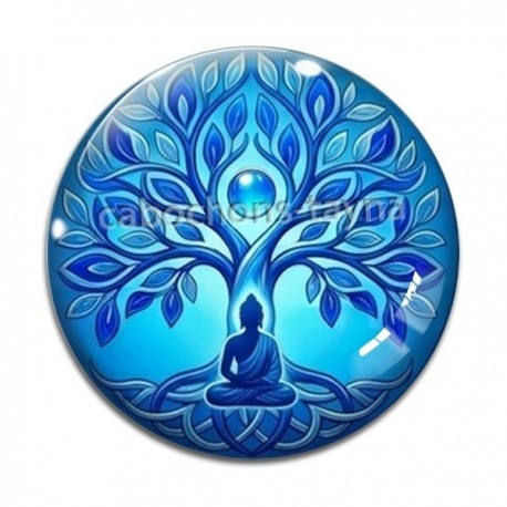 Cabochon Verre - arbre de vie bouddha