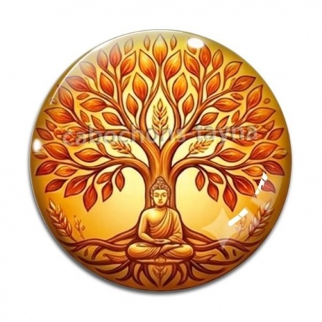 Cabochon Verre - arbre de vie bouddha