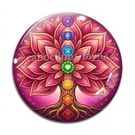 Cabochon Verre - arbre de vie et chakra