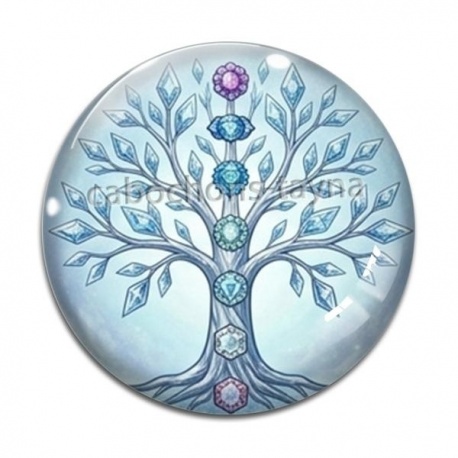 Cabochon Verre - arbre de vie et chakra