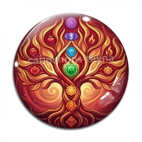 Cabochon Verre - arbre de vie et chakra