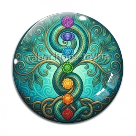 Cabochon Verre - arbre de vie et chakra