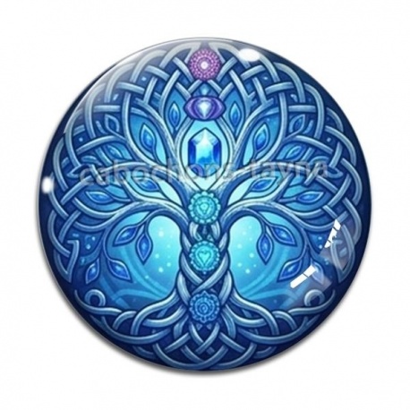 Cabochon Verre - arbre de vie et chakra