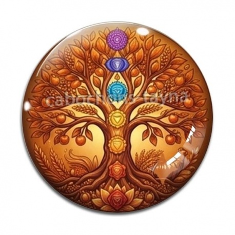 Cabochon Verre - arbre de vie et chakra