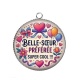 Pendentif Cabochon Argent - belle soeur préférée super cool