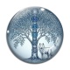 Cabochon Verre - arbre de vie et loup