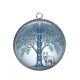 Pendentif Cabochon Argent - arbre de vie et loup