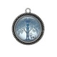 Pendentif Cabochon Argent - arbre de vie et loup