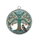 Pendentif Cabochon Argent - arbre de vie et loup