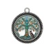 Pendentif Cabochon Argent - arbre de vie et loup
