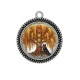 Pendentif Cabochon Argent - arbre de vie et loup