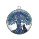Pendentif Cabochon Argent - arbre de vie et loup