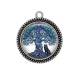Pendentif Cabochon Argent - arbre de vie et loup