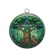 Pendentif Cabochon Argent - arbre de vie et loup