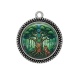 Pendentif Cabochon Argent - arbre de vie et loup