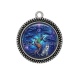Pendentif Cabochon Argent - arbre de vie et loup