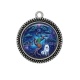 Pendentif Cabochon Argent - arbre de vie et loup