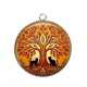 Pendentif Cabochon Argent - arbre de vie et chat