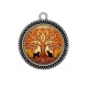 Pendentif Cabochon Argent - arbre de vie et chat