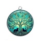 Pendentif Cabochon Argent - arbre de vie et chat