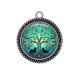 Pendentif Cabochon Argent - arbre de vie et chat