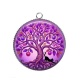 Pendentif Cabochon Argent - arbre de vie et chat