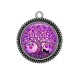 Pendentif Cabochon Argent - arbre de vie et chat