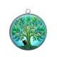 Pendentif Cabochon Argent - arbre de vie et chat